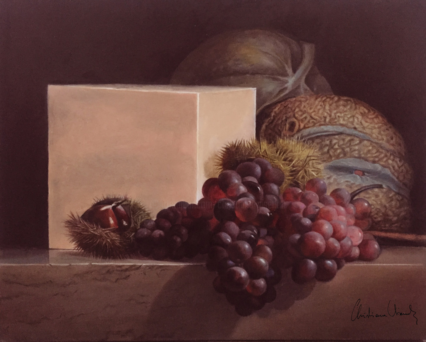Christiana Visentin Gajoni - marbre rose et fruits