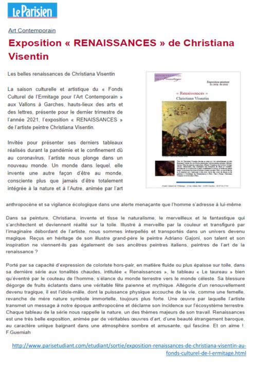 article "LeParisien" expo CHRISTIANA VISENTIN